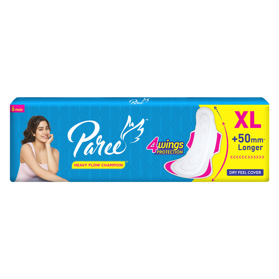 Paree Dry Comfort XL 6 Pads | Wider Back for Extra Coverage |Quick Absorption | Mild Fragrance|Heavy Flow Sanitary Pads for Women