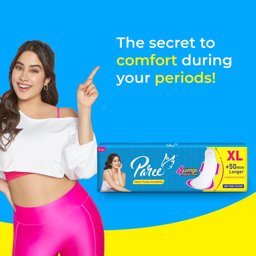 Paree Dry Comfort XL 6 Pads | Wider Back for Extra Coverage |Quick Absorption | Mild Fragrance|Heavy Flow Sanitary Pads for Women