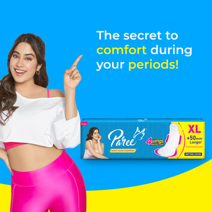 Paree Dry Comfort XL 6 Pads | Wider Back for Extra Coverage |Quick Absorption | Mild Fragrance|Heavy Flow Sanitary Pads for Women