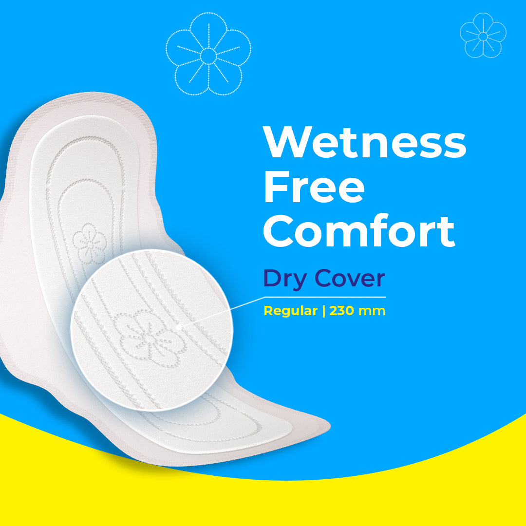 Paree Dry Regular 20 Pads | 3 Second Absorption | Dry Comfort | Mild Fragrance | Heavy Flow Sanitary Pads for Women