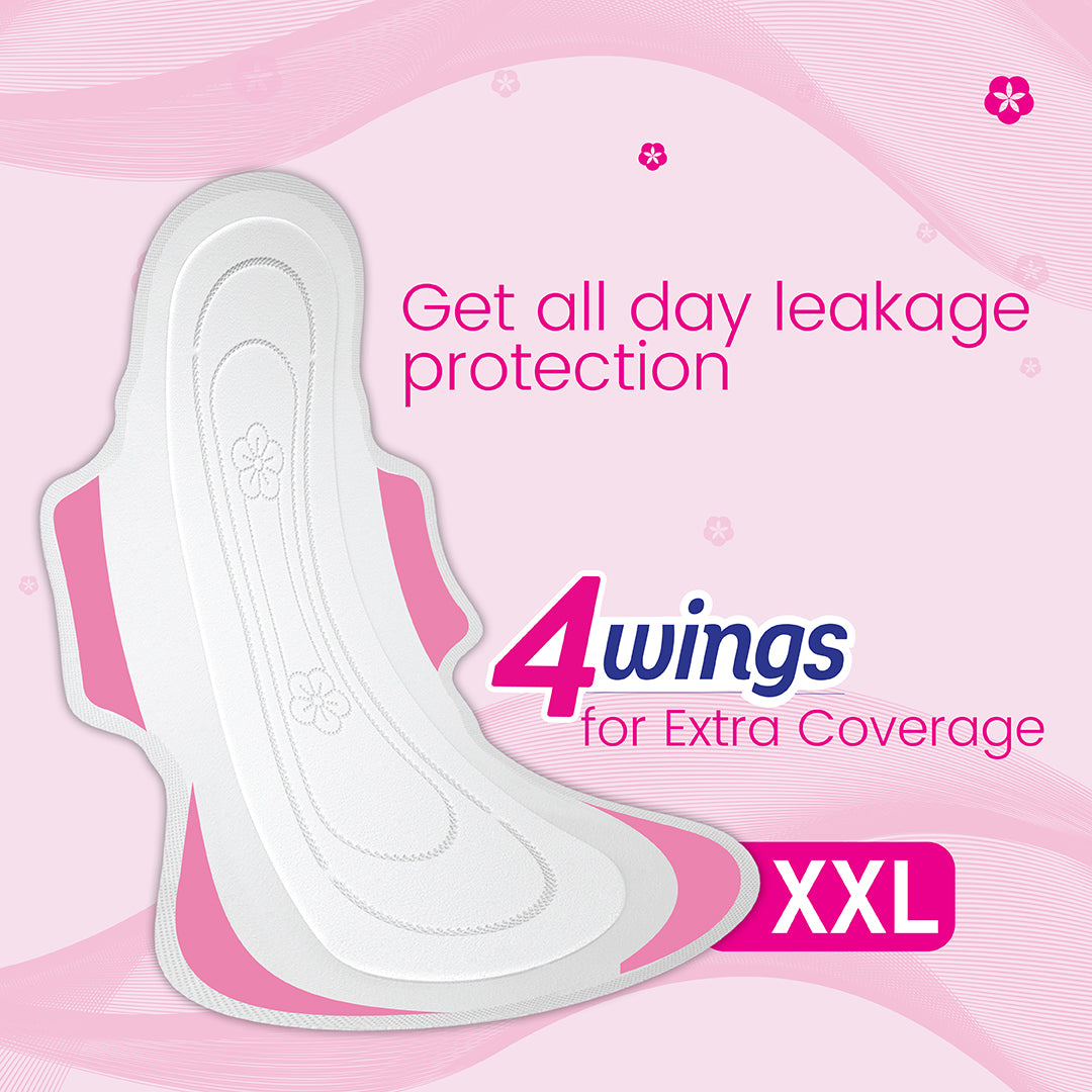 Paree Ultra Thinz XXL 30 Soft Pads | 2X Advanced Absorption | Soft & Rash-Free Comfort | 4 Wings for Extra Coverage | Heavy Flow Champion Sanitary Pads for Women | Disposable Wrapper